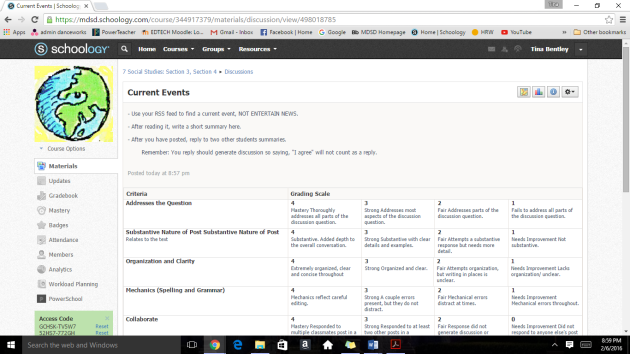 Schoology Current Events
